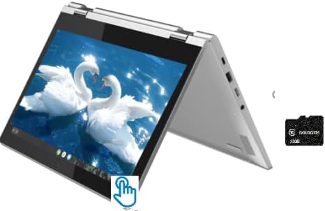 Lenovo Chromebook 11,6″ 2 en 1, écran tactile HD IPS Intel Celeron N4000, 4 Go de RAM, 32 Go eMMC + carte SD Goldoxis 64 Go, webcam Bluetooth USB-C, chrome OS, gris
